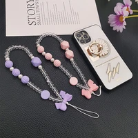 hand beaded strong anti lost sling pendant mobile phone lanyard wrist chain short bead pendant lanyard keychain accessories