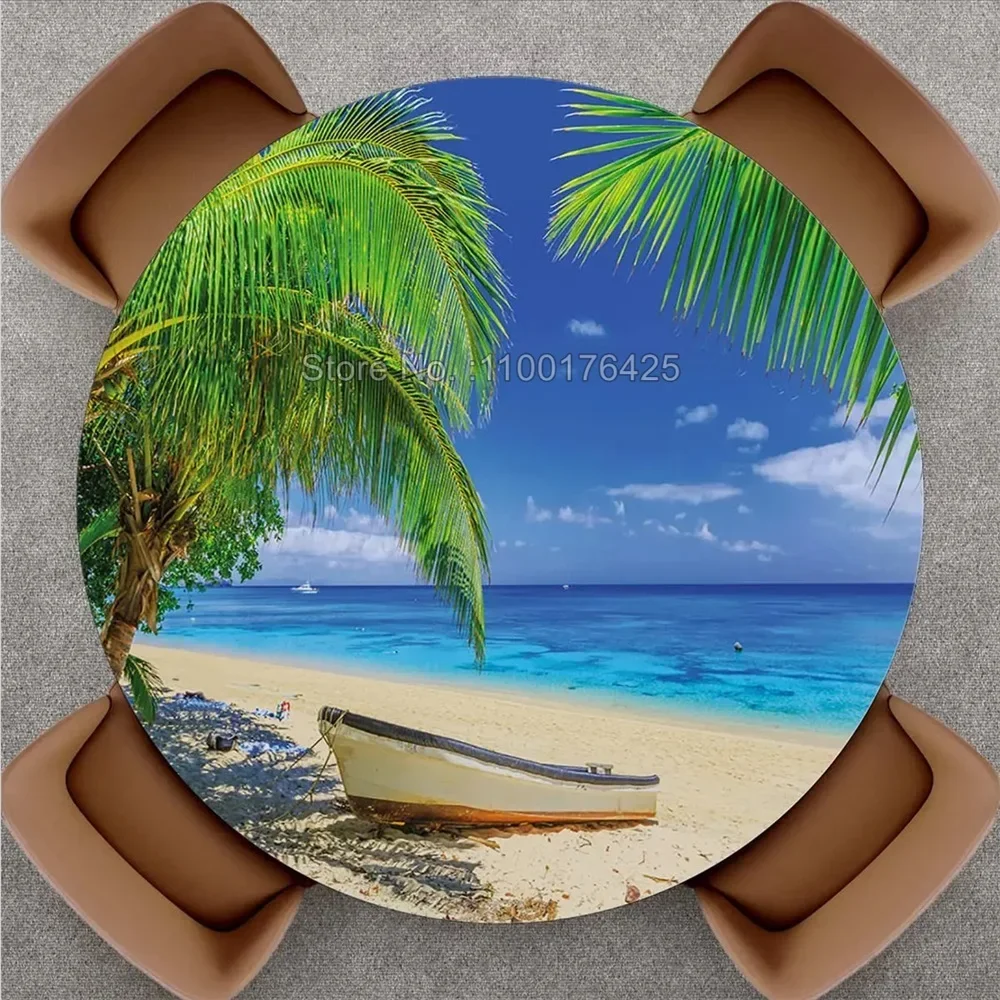 Пляжная летняя скатерть круглая настенная дождевая крышка водонепроницаемая