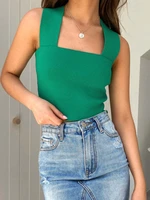 sexy ladies tops 2022 summer new chic womens knit slings casual simple style fashion crop top women solid basic versatile vest