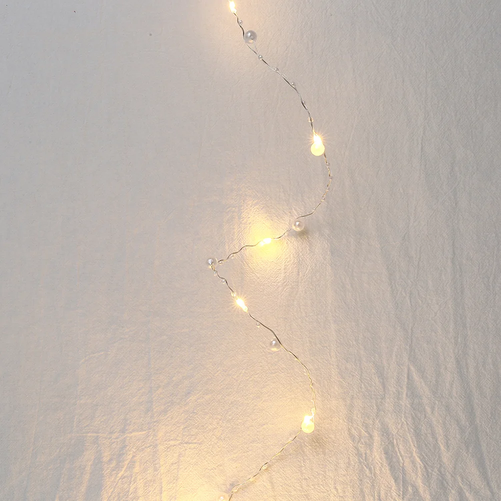 20 LED Lights Pearl Wire String Stage Festival Illumination Party Decoration for Yard Garden (White/No )