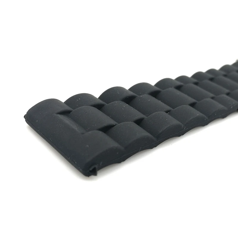 Suitable For 20mm 22mm Unisex Silicone Folding Buckle Smart Watch Strap Rubber Link Bracelet Wrist Strap Watch Accessories