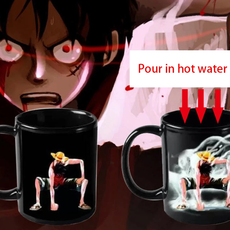 

one piece Luffy Ace Zoro Anime Prop cup creative water cup color changing cup in case of heat changing boy girl