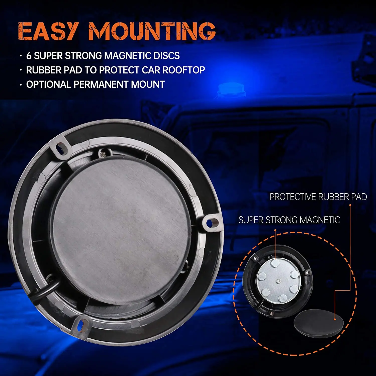 Янтарный Аварийный Сигнальный Светильник Для Автомобиля С Магнитным Основанием