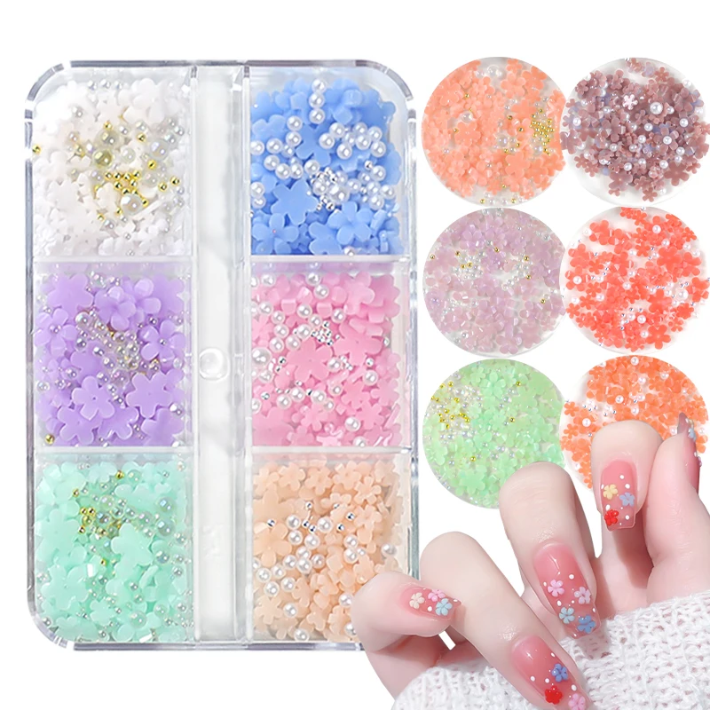 

Color-Changed Nail Art Flower Heart Sunlight UV Sensitive Color Changing Macaroon Florets 3D Accessory Kit Nails Decorations