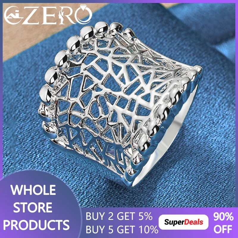 Женское и мужское кольцо из серебра 925 пробы с асимметричной сеткой размером 7/8/9/10