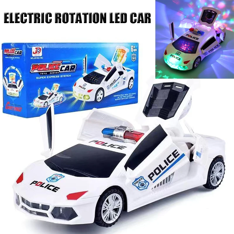 

Electric 360 Rotation Police Car Vehicle Toys with LED Light Music Dancing Deformation Rotating Car Educational Toys for Kids