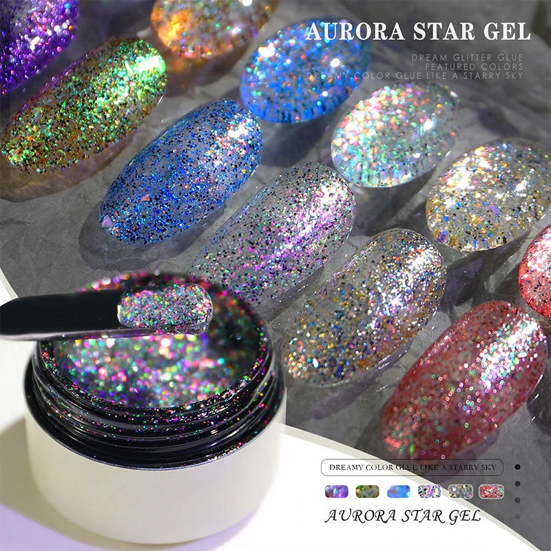 

Nail UV Gel Aurora Star Nail Polish Diamond Glitter Nail Varnishes LED Lamp Bright Shiny DIY Art Manicure Art Semi Permanent
