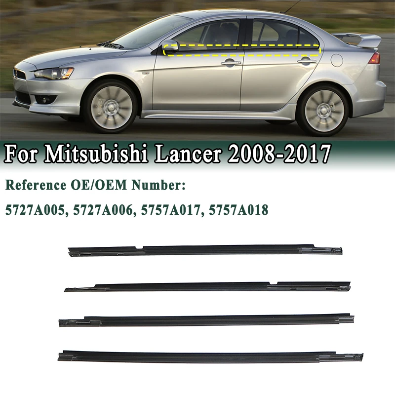 Фото Для Mitsubishi Lancer 2008-2017 уплотнитель оконной рамки боковой двери, внешний молдинг стекла, уплотнительная накладка 5727A005 5727A006 5757A017 №1
