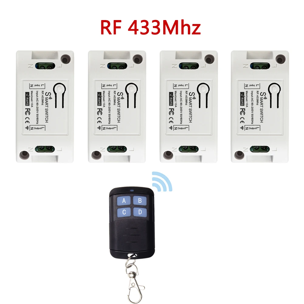

433Mhz Universal Wireless Remote Control Switch AC 85V 110V 220V 1CH Relay Receiver Module & RF 433 Mhz Controls