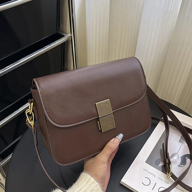 2023 Leather High Quality Single Shoulder Bag Woman Split Leather Lady Messenger Bag Classic Luxury Brand Flip Small Square Bag