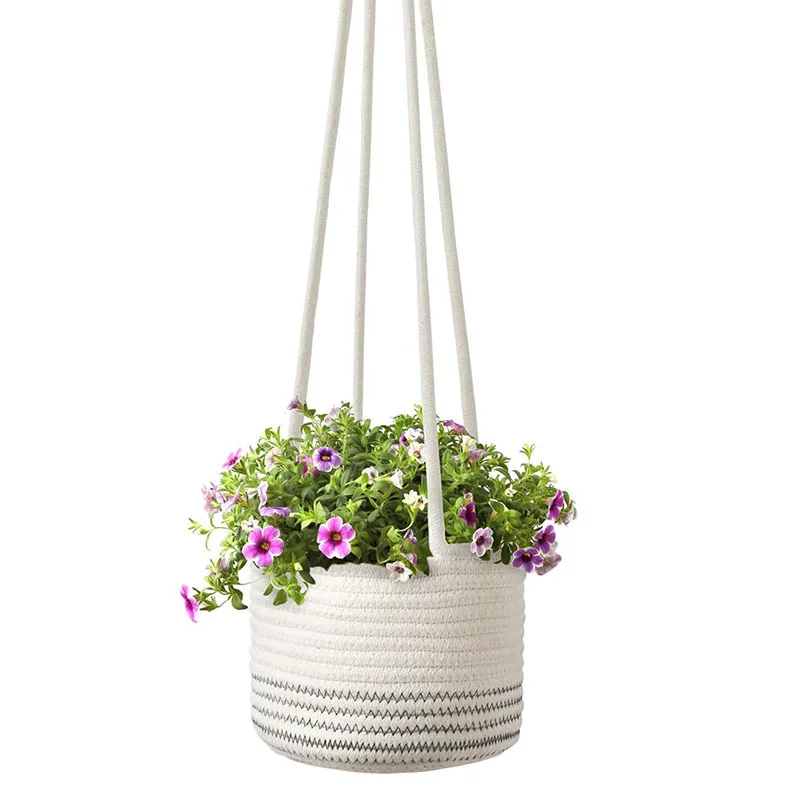 Nordic Plant Hanger Woven Plant Hanging Basket Decorative Handmade Flower Pot Holder Home Decor for Porch Balcony Decoration