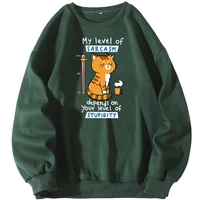 cat my level of sarcasm depends on your level of stupidity sweatshirt men hoodies clothing hoodie pullover jumper crewneck