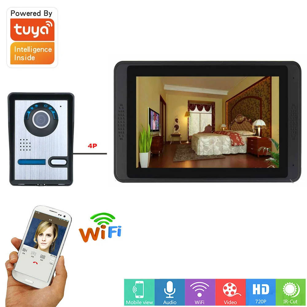 SmartYIBA 7 ''Tuya WIFI видео дверной звонок умный домофон квартира уличный настенный