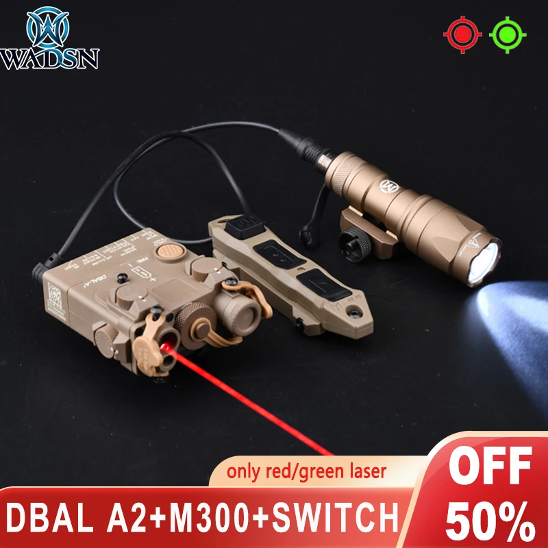 Wadsn DBAL-A2 Green Red Dot Laser M300A Tactical Flashlight M600C Weapon Scout Light Remote Dual Control Pressure Switch Set
