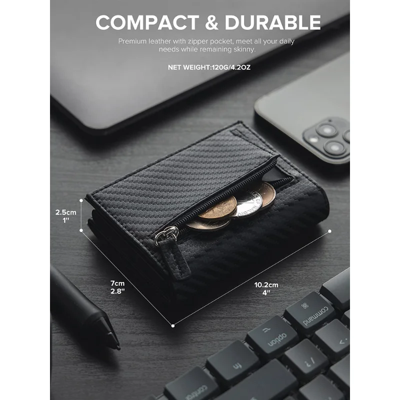 Xiaomi Men Credit Card Holder RFID Blocking Microfiber Leather Magnetic Closure Pop Up Card Wallet with ID Window Coin Pocket