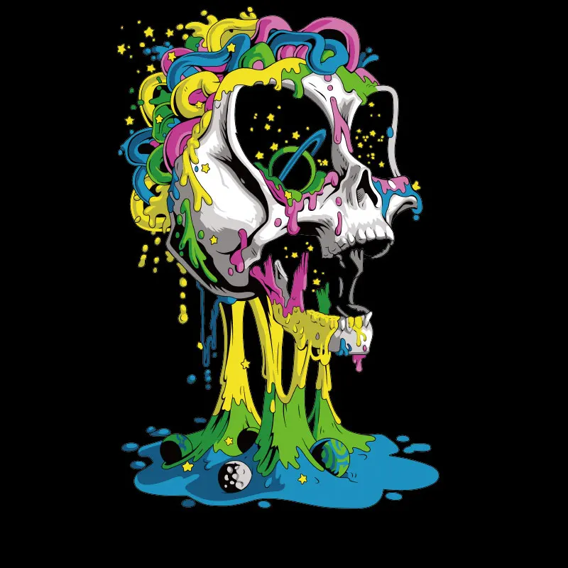 

Vinyl Heat Transfer Thermo Stickers on T-shirt Appliques Custom Patch Tops Colorful Skull Iron on Patches for Punk Clothing Diy