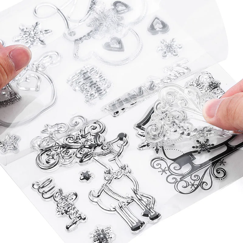 

Christmas Cartoon Stamp DIY Cookie Cutter Fondant Cake Letter Decorating Tools Embosser Silicone Molds Cutters for Accessories