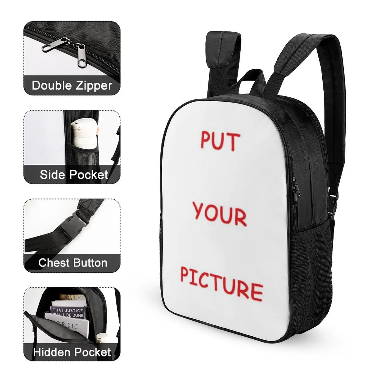 Custom Print School Bags Children's Backpack Multifunctional Book Bag Breathable Shoulder Straps Put Your Pattern 17inch