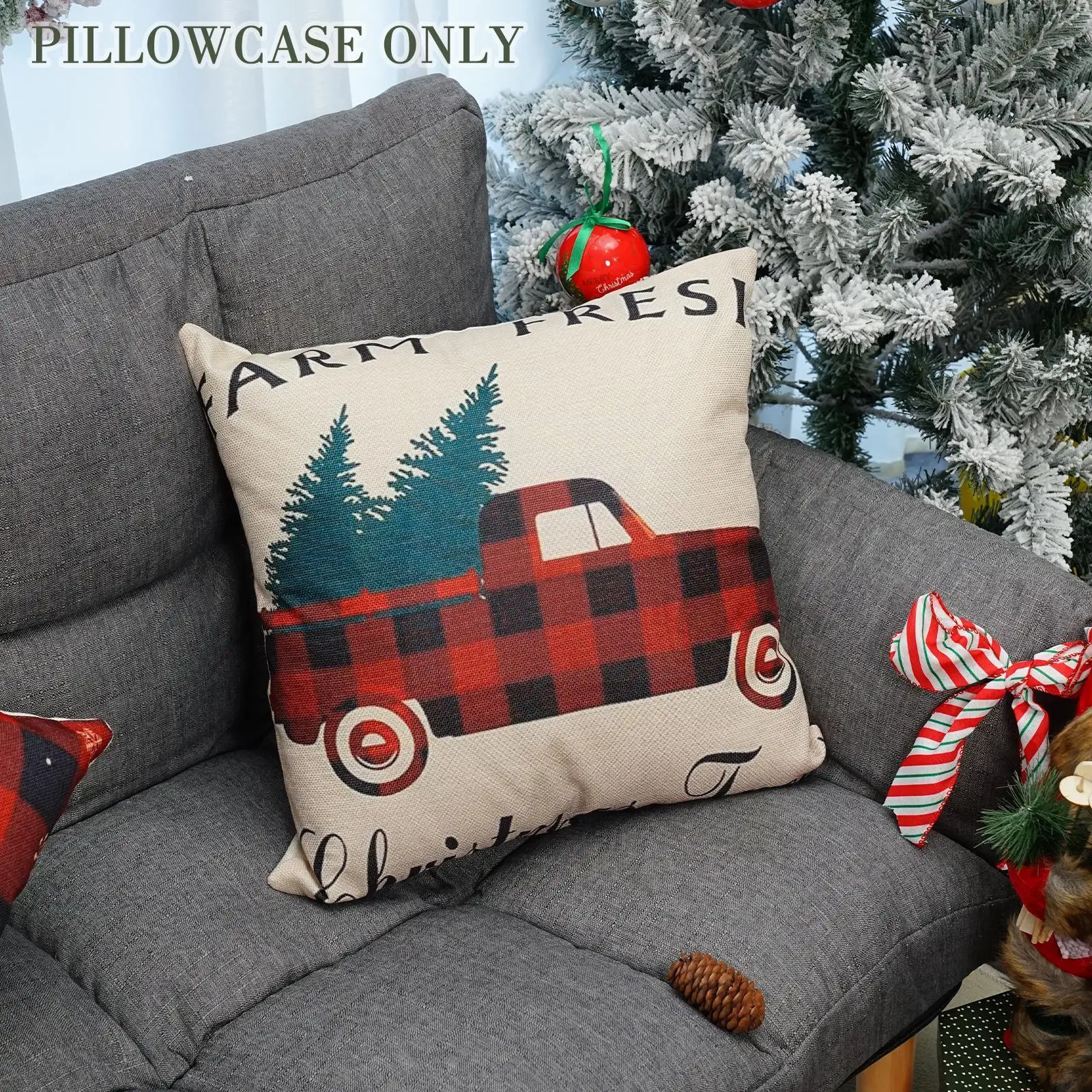 

Christmas Cushion Cover Linen Single-sided Pillowcase Cases Pillow Linen Pillow Cotton Sofa Covers Home Decorat 45*45cm Cus B9i4