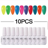 10pcsset gel nail polish uv led soak off professional kit for nail design enhancer varnish nail art fluorescent color gel nail