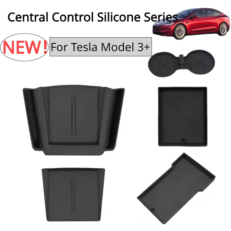 

Central Control Storage Pad for Tesla Model 3+ Silicone Water Cup Mat Armrest Box Lower Storage Pads New Model3 Car Accessories