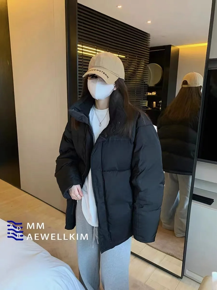 Ader error down jacket men and women's winter color matching stand collar white duck down bread jacket thickened thermal coat