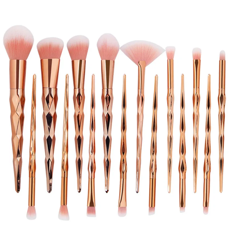 15pcs Diamond Makeup Brushes Set Eye Shadow Eyebrow Blending Powder Lip Concealer Fan Cosmetic Beauty Brush Tool Kit #281924 | Красота и