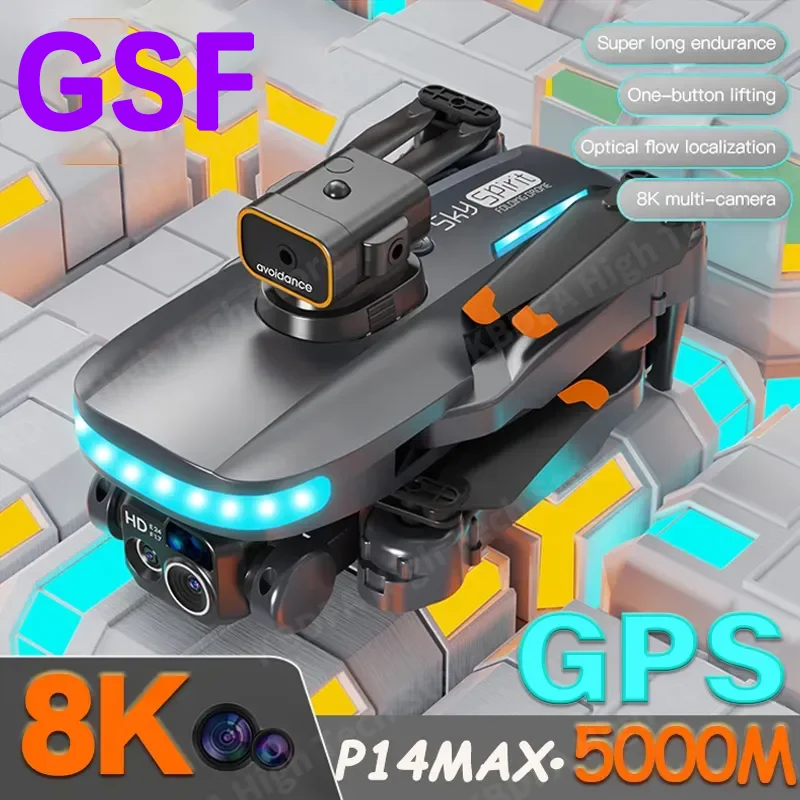 

GSF P14 Drone GPS 8K HD Profesional UAV Dual Camera Intelligent Obstacle Avoidance Foldable Brushless Aircraft RC Quadcopter Toy