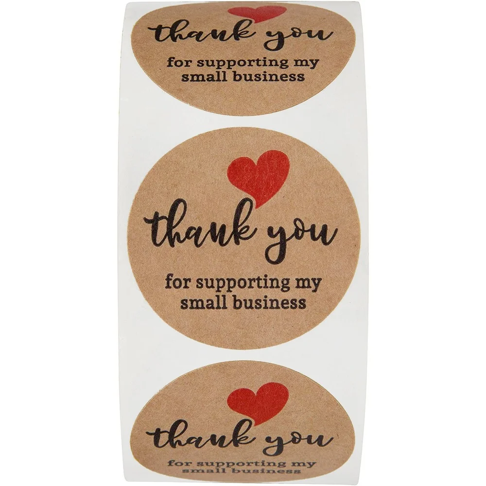 

50-500pcs Holiday Baking Decorations 1 Inch Round Natural Kraft Paper Olive Branch Handmade Love Sticker Tags Gift Wrapping