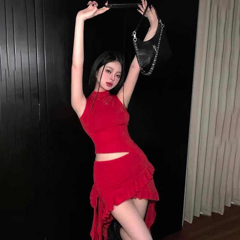 

Europe Streetwear 2023 Summer Sexy Women Irregularity Hollow Out Dress Formal Elegant Clothes Evening Party Dresses Robe Y2k