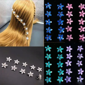 10PCS/Lot Wedding Bridal Hair Claws Girls Small Cute Crystal Flowers Metal Hair Clips Women Mini Hea in USA (United States)
