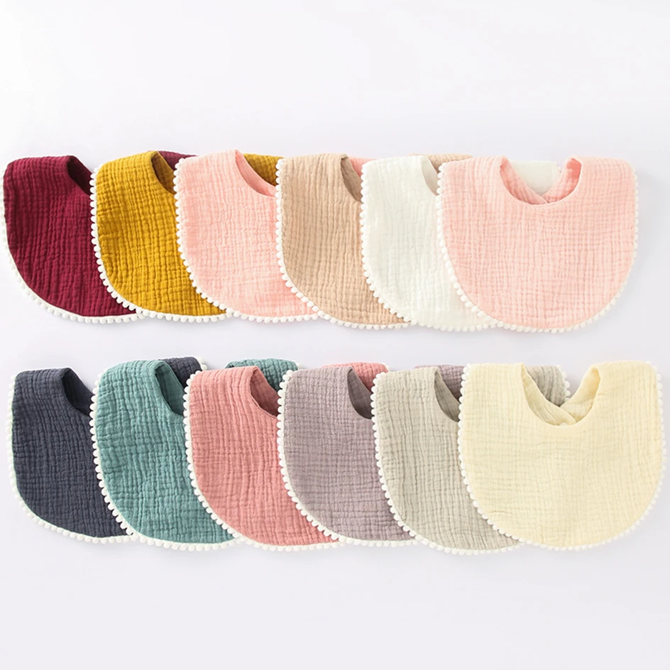 

Baby Feeding Bibs Muslin Cotton Pompom Absorbent Saliva Towel Newborn Burp Cloths Bandana Scarf for Baby Girls Boys Stuff