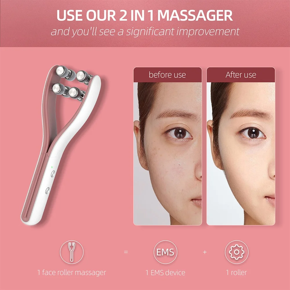 _ Роликовый массажер тонкий ролик для лица рук ног массажный аппарат с двойным