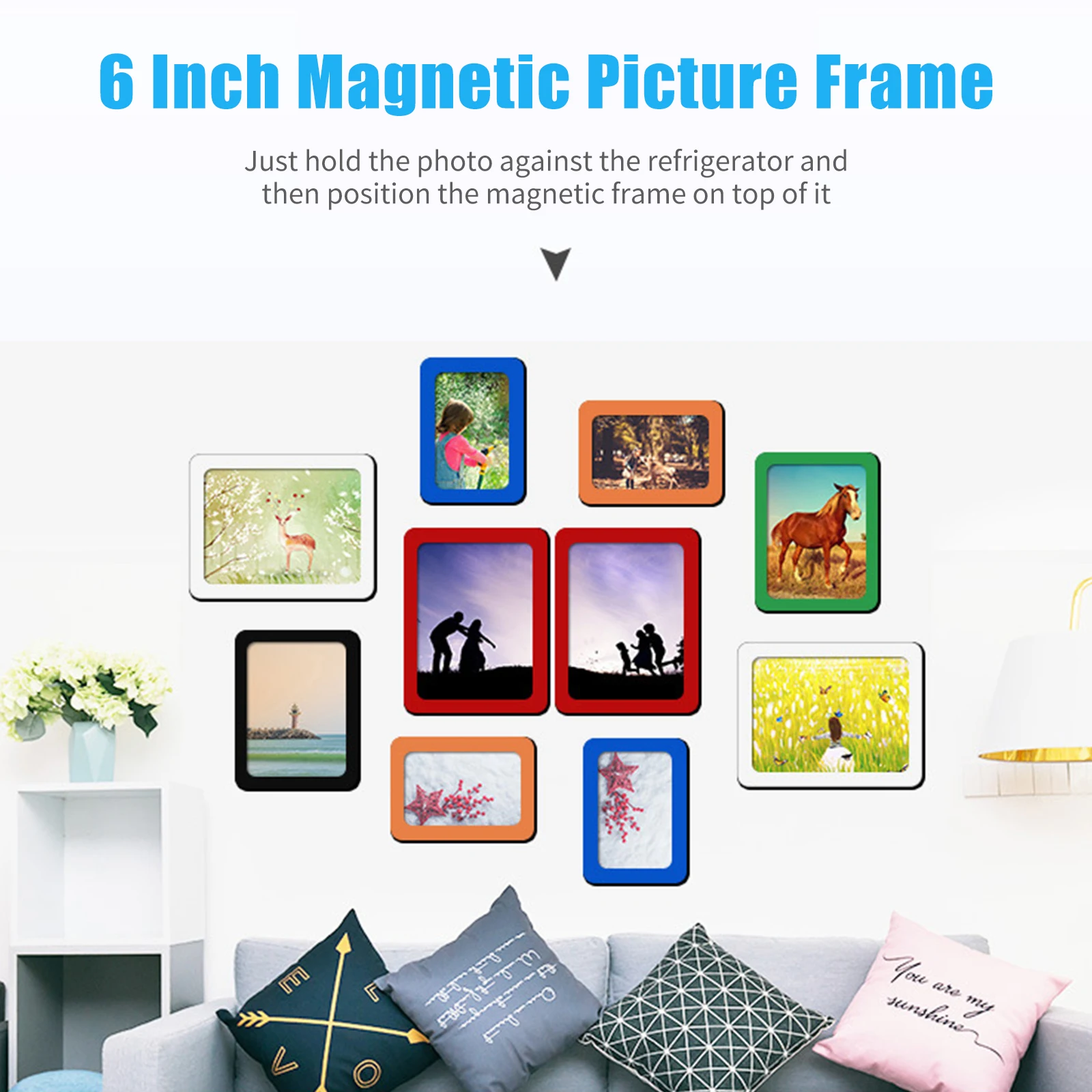 6-дюймовые красочные магнитные фоторамки фотомагниты фоторамка для холодильника