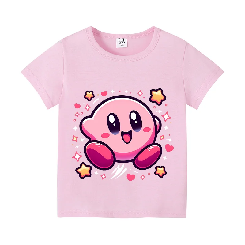 Kirby, летние топы с короткими рукавами, красочная рубашка, круглая футболка с круглым вырезом, хлопковая красочная футболка с принтом, одежда с героями мультфильмов, повседневная одежда (art.: 3920cc91d76cc) - 3920cc91d76cc