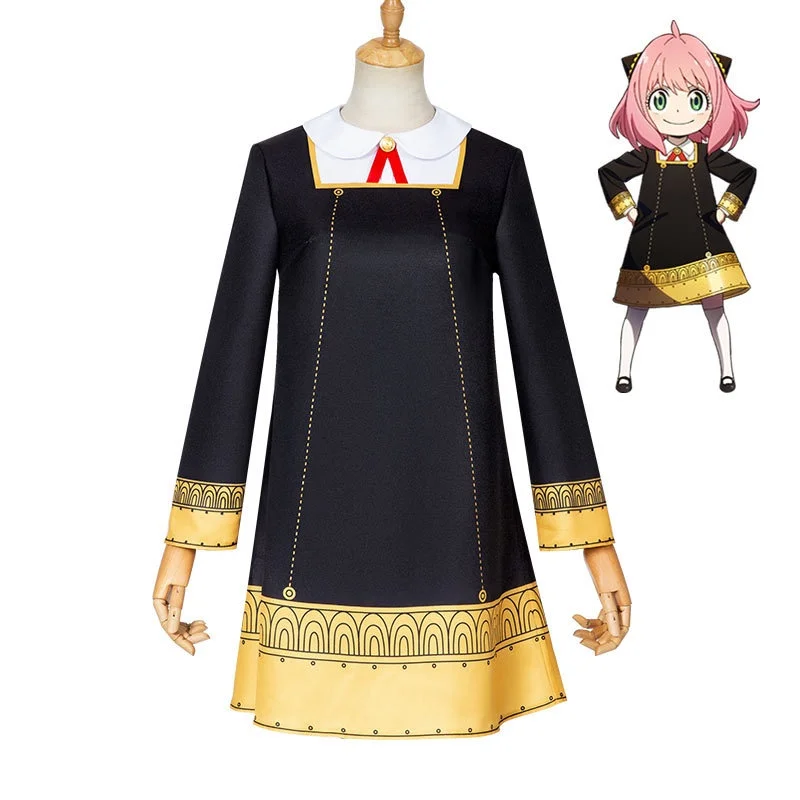 Костюм для косплея аниме шпионская семья Икс черное платье парик носки комплект