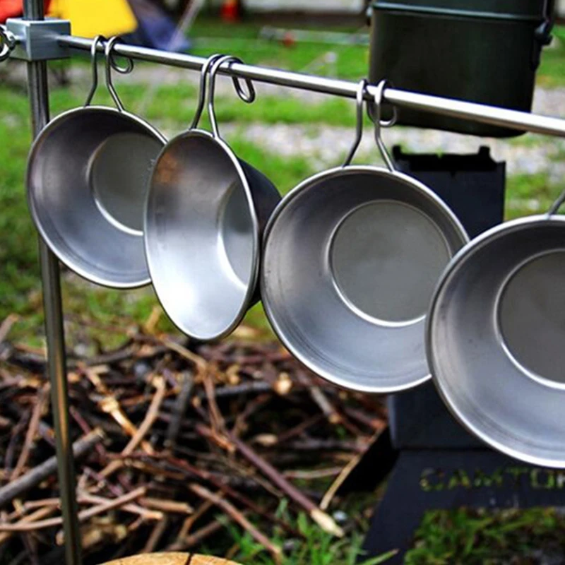 

300ml Stainless Steel Bowl with Folding Handle Portable Cookware Tableware Dish for Camping Hiking Picnic
