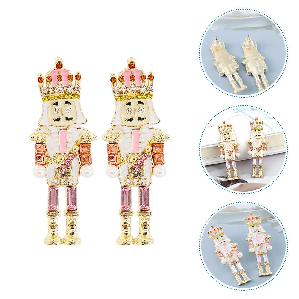 

Nutcracker Earrings Women Dangle Girl Gifts Metal Crystal Pendants Decorations Decorate Dangler