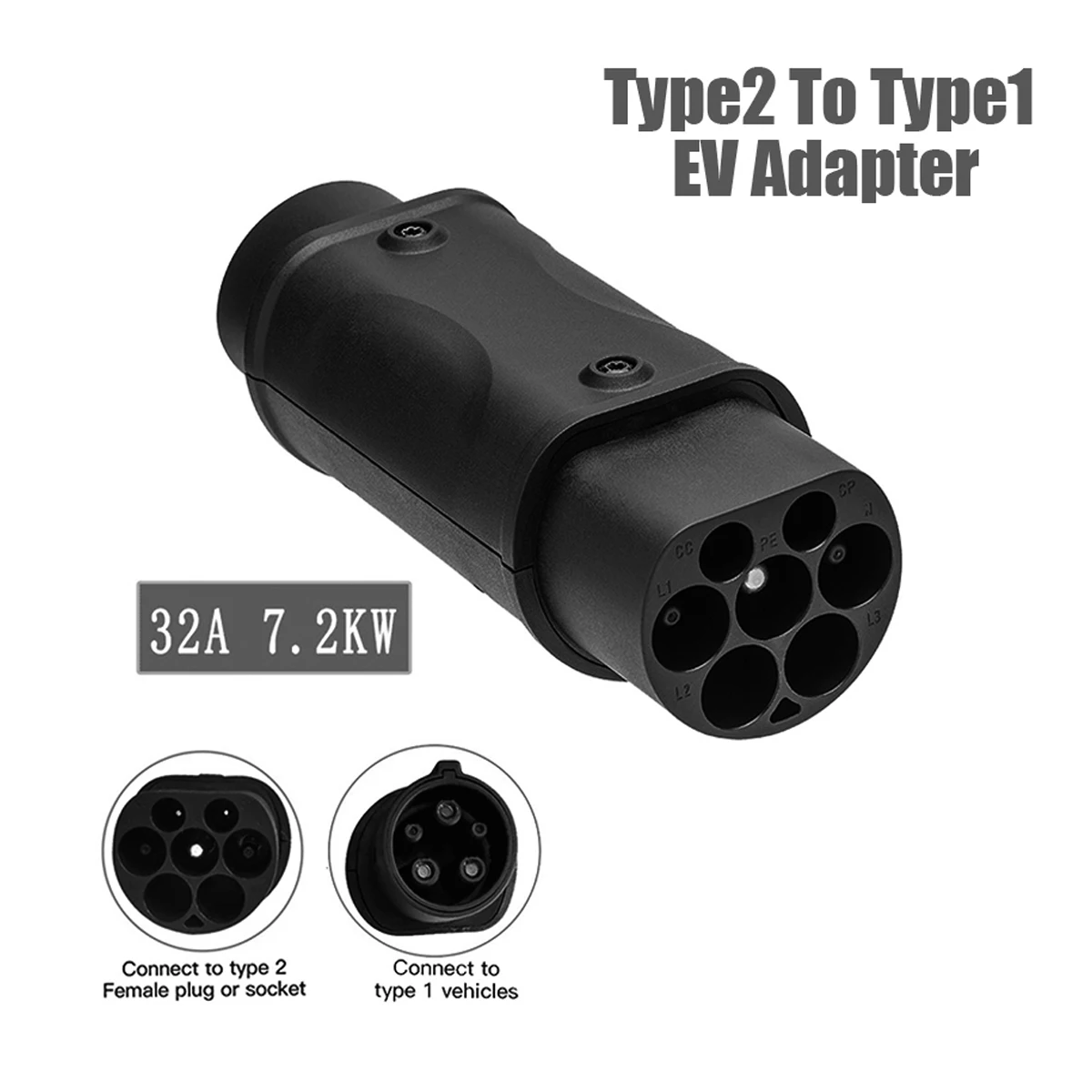 

EV Charger Adapter IEC 62196 Type 2 To J1772 Type 1 Electric Vehicle Charging Connector Converter Socket Plug EVSE Accessories