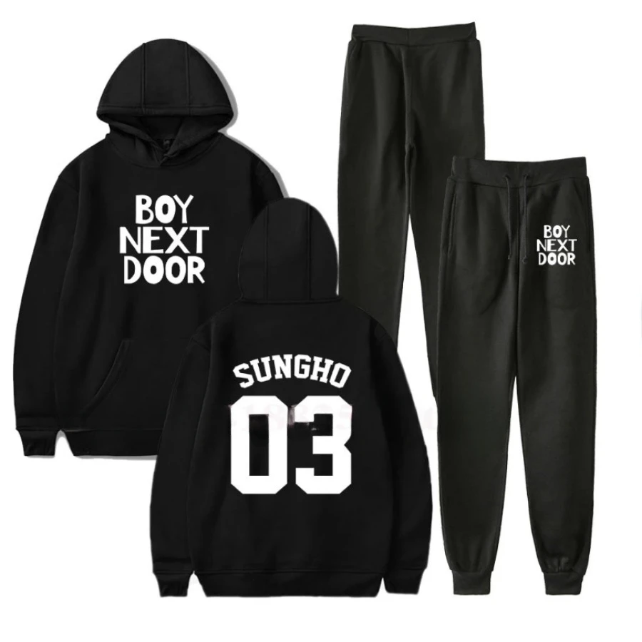 KPOP BOYNEXTDOOR album 2 Piece Set Tracksuit Women Sportwear Fleece Hoodies Pullover Sweatshirts Jogger Pants Warm Outfits