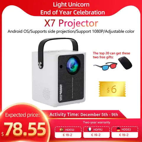 Light Unicorn Full HD Проектор X7поддерживать 1080P 4000люмен Видео Портативный проектор Мини WiFi Andriod LCD проектор для дома