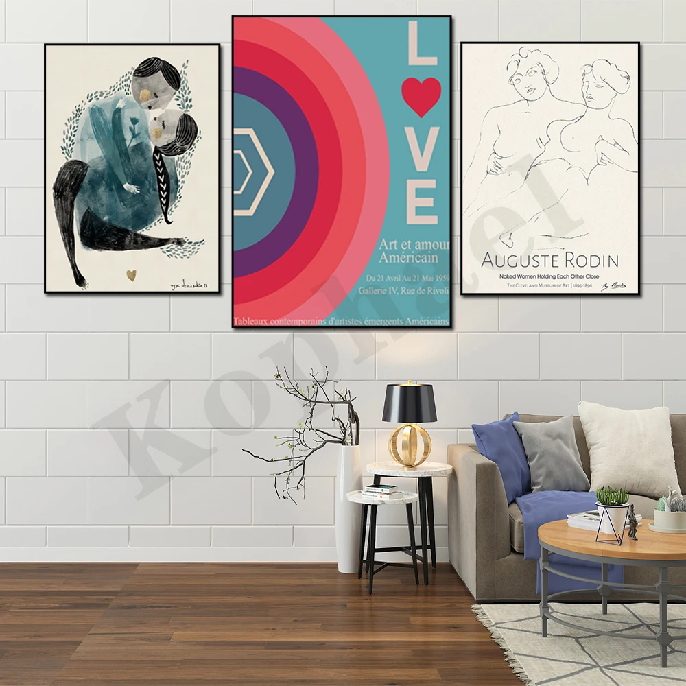 

Auguste Rodin Abstract Art Couple in Love Wall Art Exhibition Poster