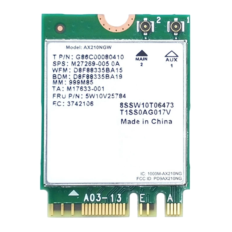 AX210 Wi-Fi-карта AX210NGW Компонент сетевой карты Двухдиапазонный 2 4 ГГц/5G WI-FI 6E M.2 NGFF 802.11Ax