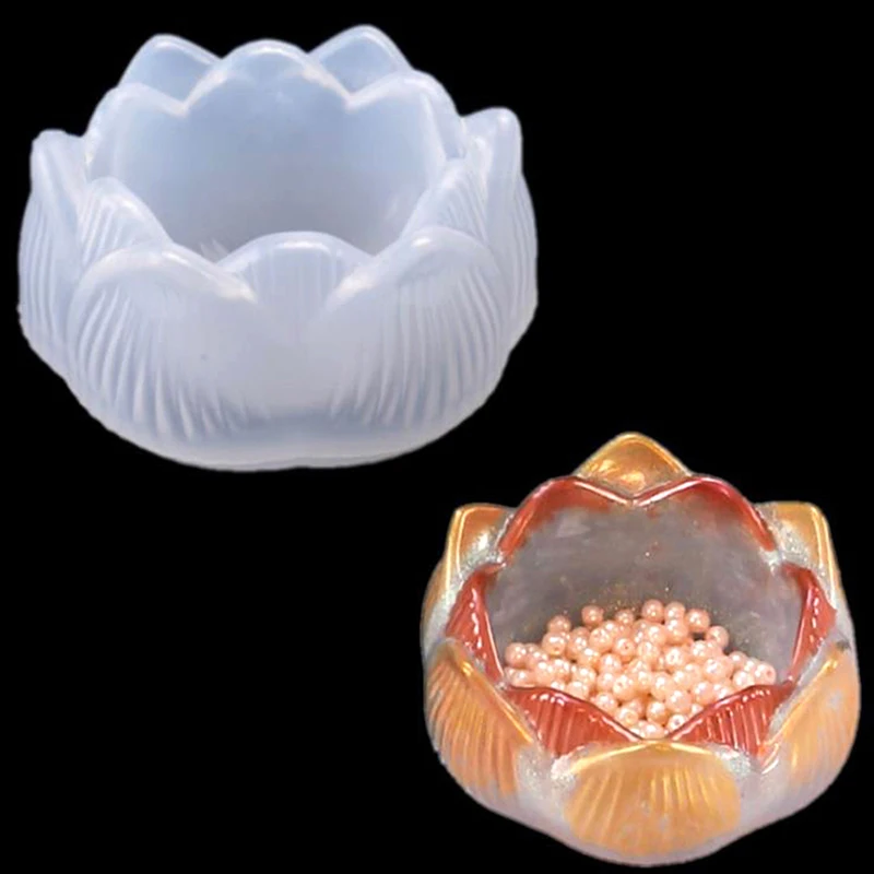 

1Pc DIY Silicone Mold Lotus Shape Epoxy Resin Mould Ashtray Mold Crafts Making