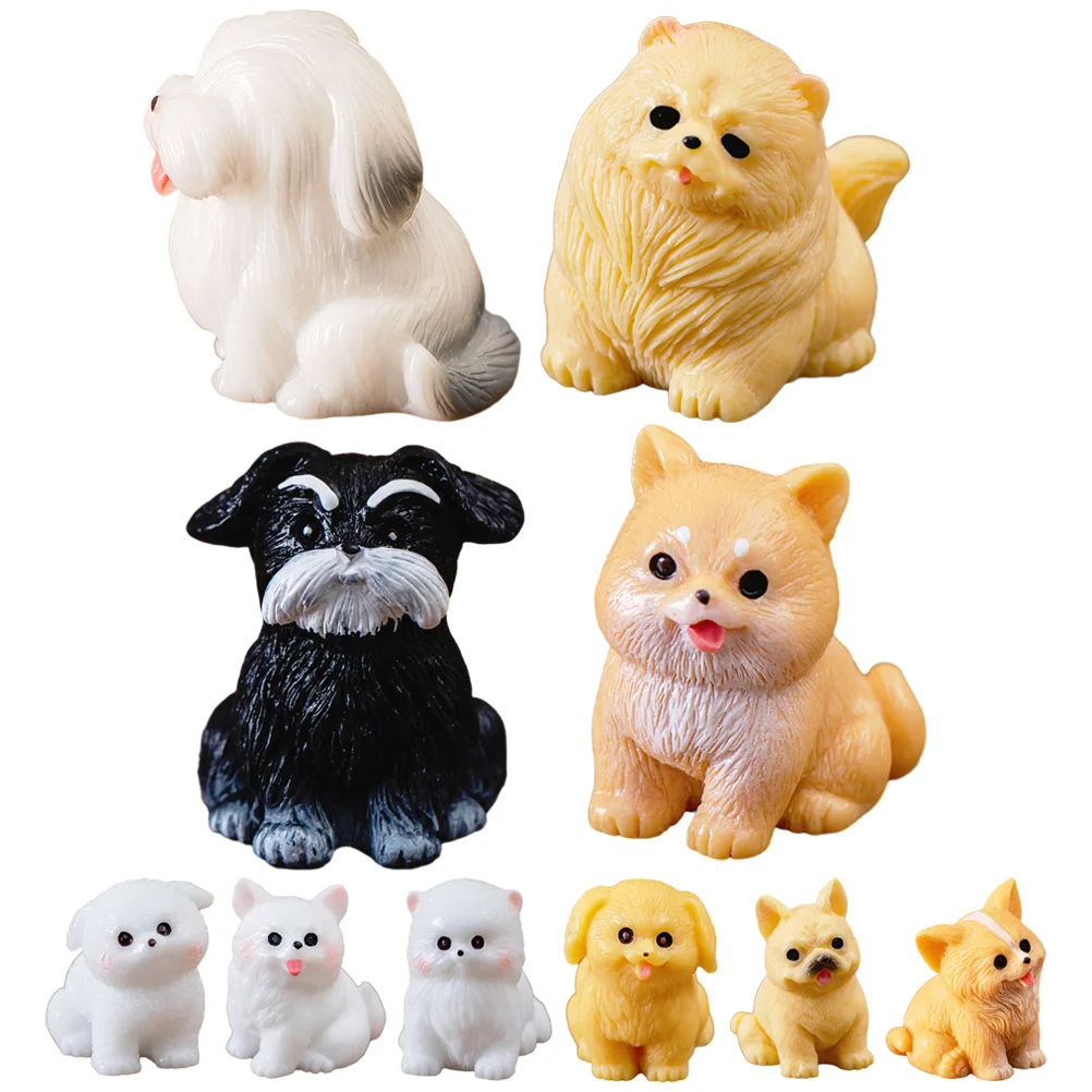 

10 Pcs Micro Landscape Puppy Realistic Dog Toy Figurine Tiny Figurines Top Hat Miniature Figures Stuffed Animals Bulk Resin