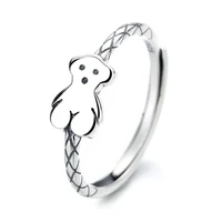 s925 sterling silver adjustment ring punk hip hop little bear styling design large rings wedding couple gift luxury jewelry 925