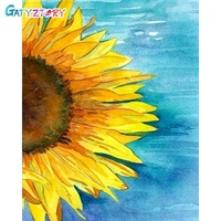 gatyztory diy frame coloring by number flower kits painting by number sunflowers modern drawing on canvas handpainted art gift