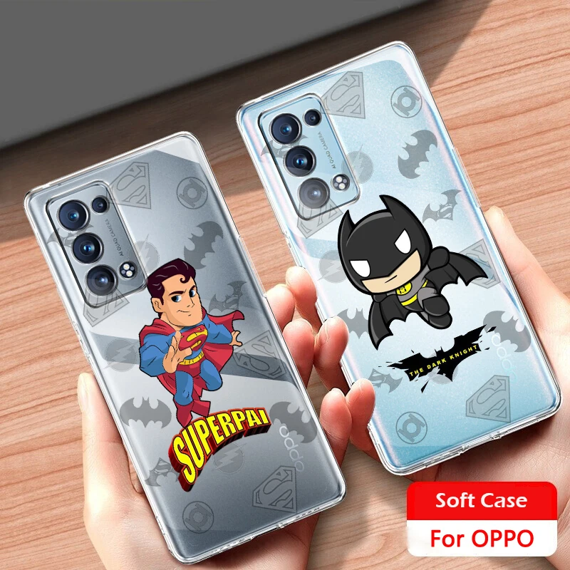

Luxury Batman Superman Cute For OPPO Find X5 X3 F21 Neo Lite A96 A57 A74 A76 A72 A55 A54S A53 A53S A16 S A9 Transparent Cover