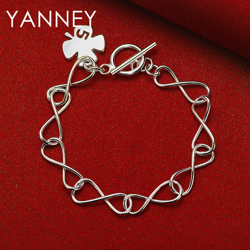 Женский простой браслет из серебра 925 пробы с четырьмя листьями