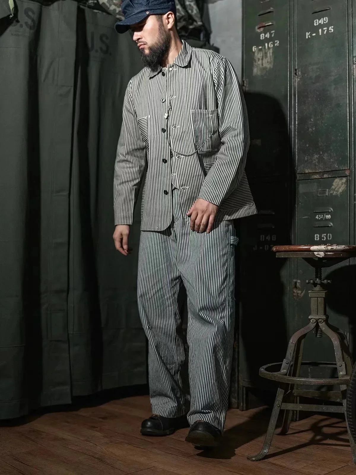 Прочное пальто Bronson Lot 422 Express Stripe Chore джинсовая куртка в стиле ретро для